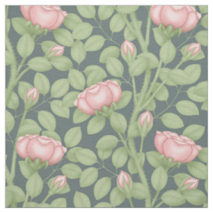 Tecido Rosas cor-de-rosa sobre azul-ardósia (pequena esca