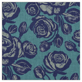 Tecido Rosas da Terra em Azul