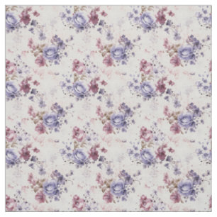 Tecido Rosas de aquarela em roxo e pincel