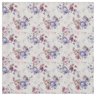 Tecido Rosas de aquarela em roxo e pincel