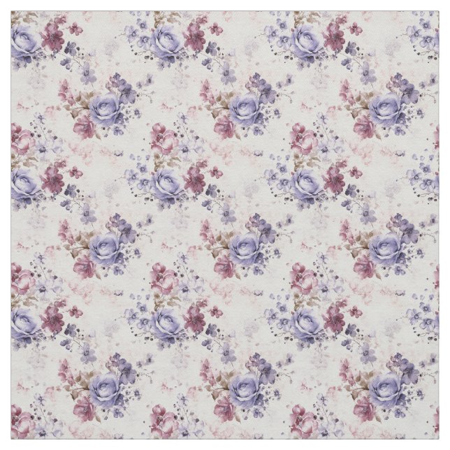 Tecido Rosas de aquarela em roxo e pincel (Modelo)