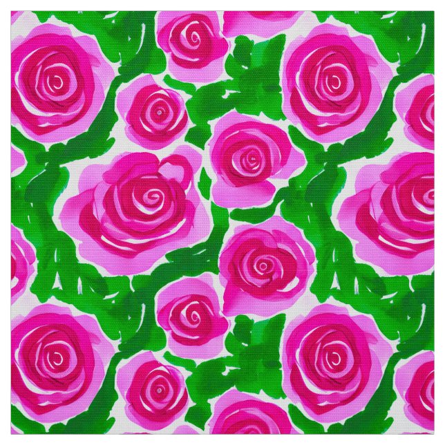Tecido Rosas de Aquarela Rosa Fuchsia (Modelo)