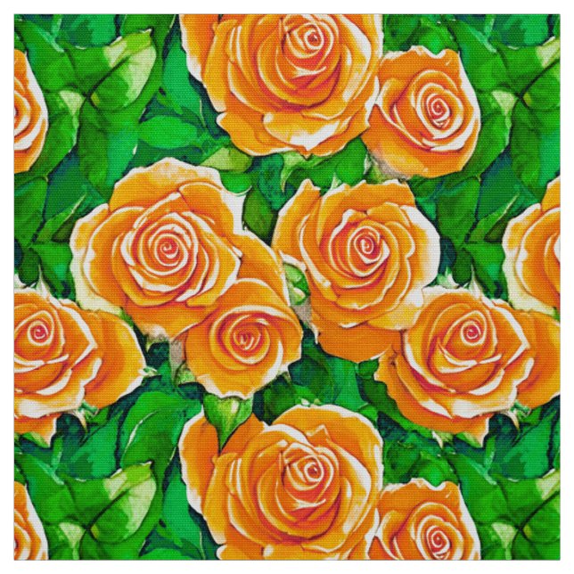 Tecido Rosas De Cor De Água Pêssego/Coral Laranja (Modelo)