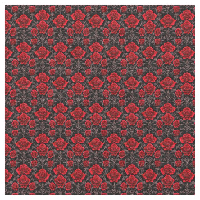 Tecido Rosas de Gótico vermelho e preto (Detalhe)