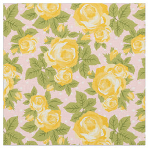 Tecido Rosas de Vintage Girassol Amarelo e Rosa Impressão