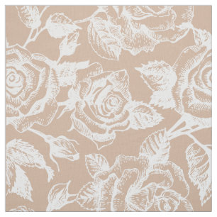 Tecido Rosas de Vintagem Branca Elegante Informações de T