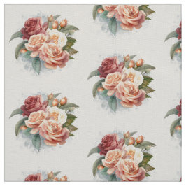 Tecido Rosas delicados de vintage de aquarela