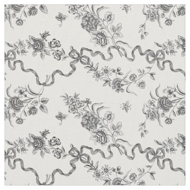 Tecido Rosas e fitas gravadas em Vintage Elegante (Detalhe)