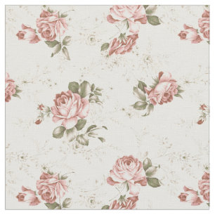 Tecido Rosas Românticos de Blush Girls - Fundo Branco