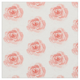 Tecido Rosas Rosa Rosa Vintage Watercolor em Branco
