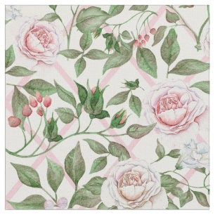 Tecido Rosas Rosa - Vintage Watercolor Floral