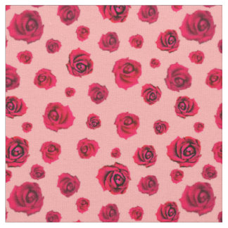 Tecido rosas vermelhas a rosa