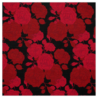 Tecido rosas vermelhas brilhantes,