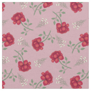 Tecido Rosas Vermelhas em Xadrez Rosa