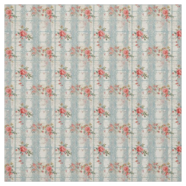 Tecido Rosas Vintage e Charme Azul (Modelo)