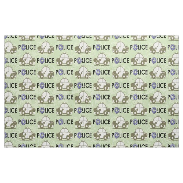 Tecido Rosquinha verde de carro policial retrô (Fat Quarter)
