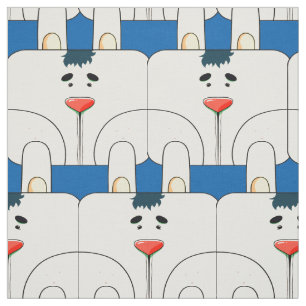 Tecido Rosto Coelho da Equipe - Azul Clássico e Cinzas Pá