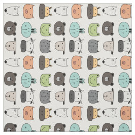 Tecido - Rostos De Animais Rotulados