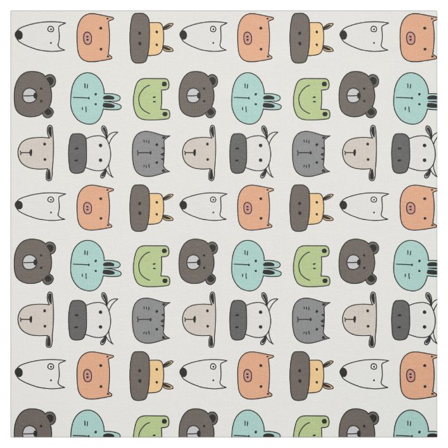 Tecido - Rostos De Animais Rotulados (Modelo)