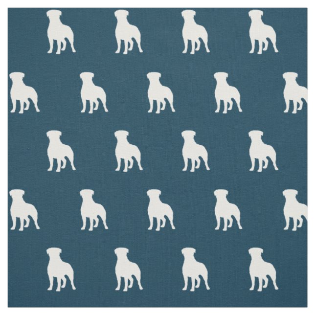 Tecido Rottweiler Cachorro Silhuettes Azul e Branco (Modelo)