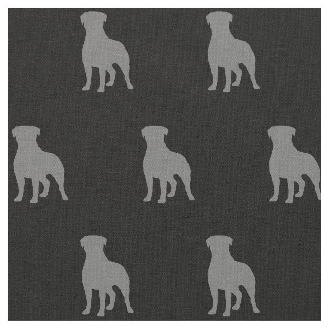 Tecido Rottweiler Cães Raça Silhuetas Padrão (Detalhe)