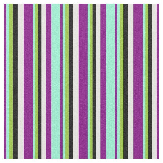 Tecido Roxo, Aquamarino, Verde, Preto e Creme de Mint (Detalhe)