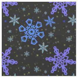 Tecido Roxo azul dos flocos de neve no preto