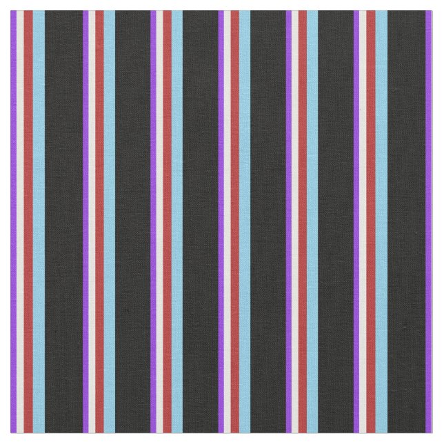 Tecido Roxo, Branco, Vermelho, Azul-Céu e Preto (Detalhe)