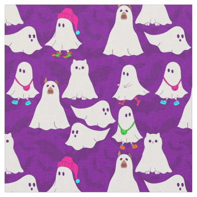 Tecido roxo de cão fantasma de halloween (Detalhe)