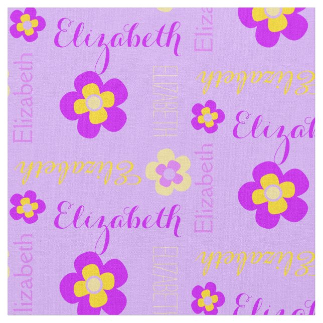 Tecido roxo de texto de nome personalizado da flor (Detalhe)