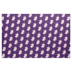Tecido roxo do teste padrão de Emoji do unicórni