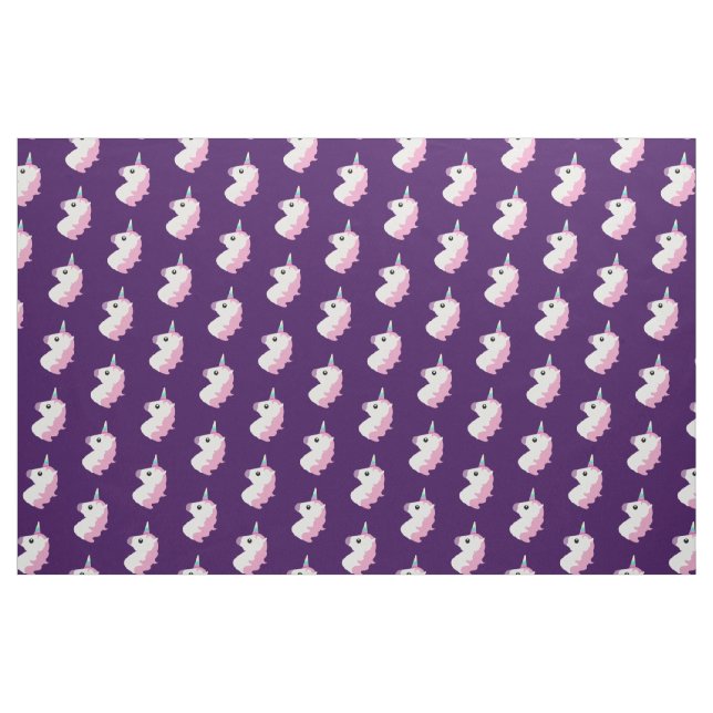 Tecido roxo do teste padrão de Emoji do unicórnio (Jarda)