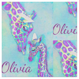Tecido roxo e girafas do aqua personalizados
