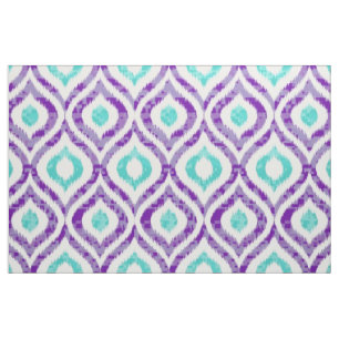 Tecido Roxo e teste padrão do ikat da cerceta