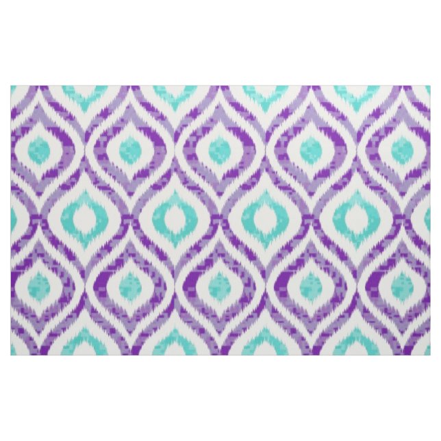 Tecido Roxo e teste padrão do ikat da cerceta (Jarda)