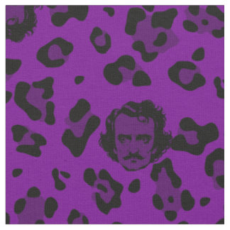 Tecido roxo halloween Edgar Allan Poe impressão de leopar