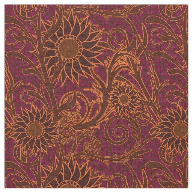 Tecido Roxo, Marrom e girassol Dourado (Detalhe)