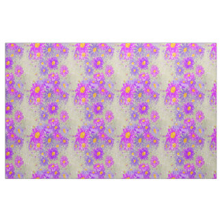 Tecido Roxo & Rosa Floral Áster Margarida Flor Listrada