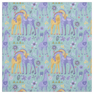 Tecido Roxo Whimple Teal Yellow Girafas Monograma