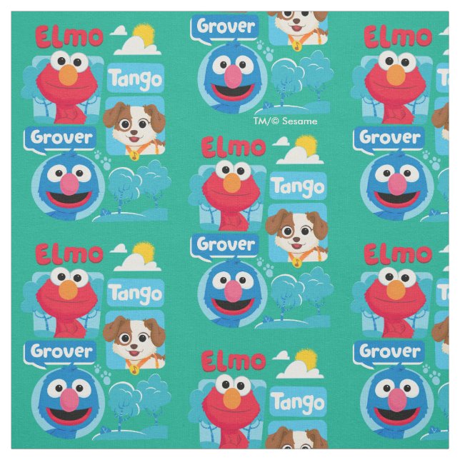 Tecido Rua Sésamo | Elmo, Tango e Grover Park Graphic (Modelo)