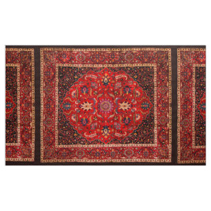 Tecido Rug Persa Vermelho de Mashhad