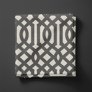 Tecido Rustic Linen Beige and Charcarbonet Trellis