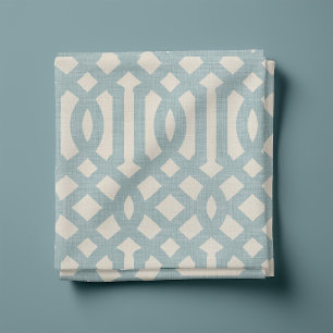 Tecido Rustic Linen Beige e Blue Trellis