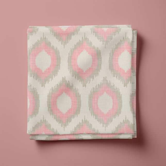 Tecido Rustic Linen Beige e Pink Ikat Impressão (Criador carregado)