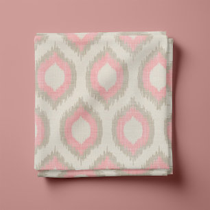 Tecido Rustic Linen Beige e Pink Ikat Impressão