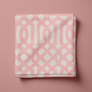 Tecido Rustic Linen Beige e Pink Trellis