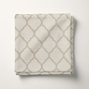 Tecido Rustic Linen Beige e Taupe Marroquino Quatrefoil