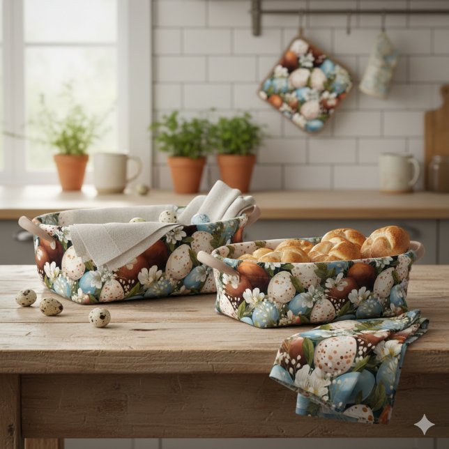Tecido Rustic Speckled Easter Eggs & Spring Flowers  (Rustic Speckled Easter Eggs & Spring Flowers  Fabric)