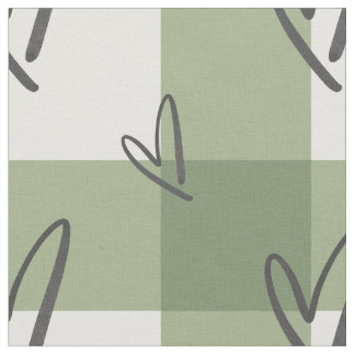 Tecido Sage Green Heart Gingham Combed Cotton 