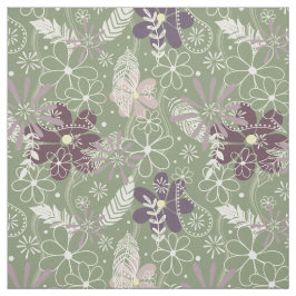 Tecido sage púrpura de ameixa lilás flores